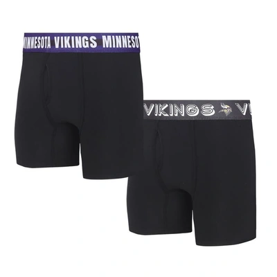 Shop Concepts Sport Minnesota Vikings Gauge Knit Boxer Brief Two-pack In Black