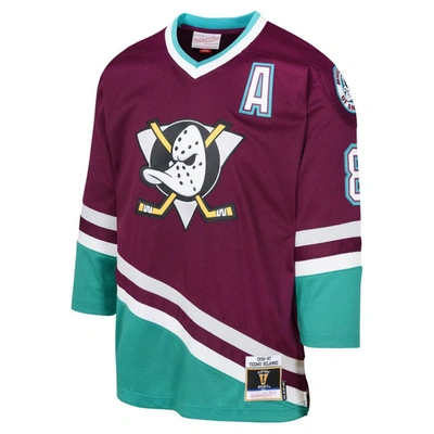 Shop Mitchell & Ness Youth  Teemu Selanne Maroon Anaheim Ducks 1996 Blue Line Player Jersey