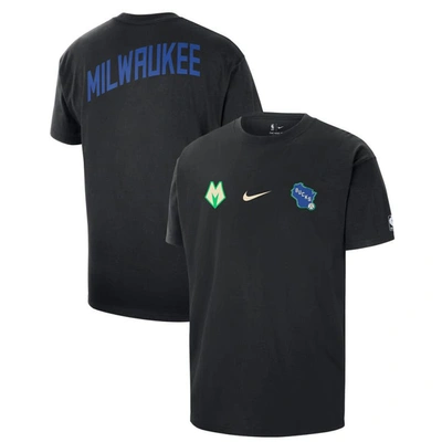 Shop Nike Black Milwaukee Bucks 2023/24 City Edition Courtside Max90 T-shirt