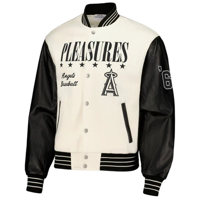 Shop Pleasures White Los Angeles Angels Full-snap Varsity Jacket