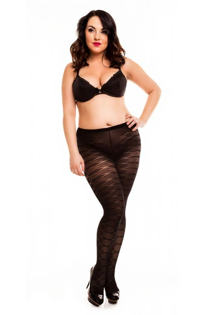 Glamory Hosiery Dune 70 Argyle Tights In Black