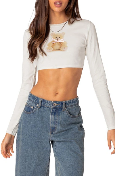 Shop Edikted Ted Crop Top In White