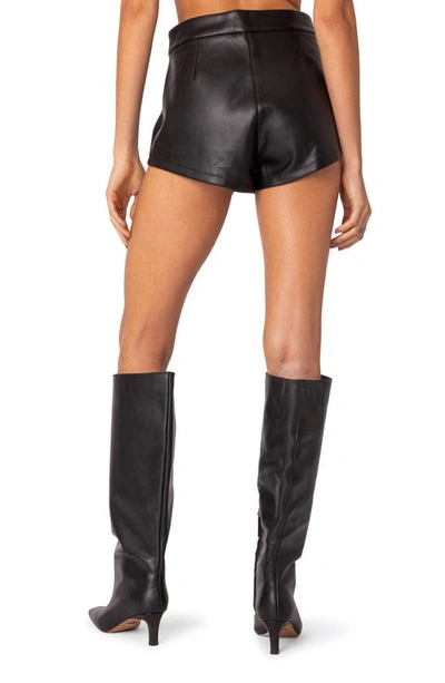 Shop Edikted Ramona High Waist Faux Leather Shorts In Black