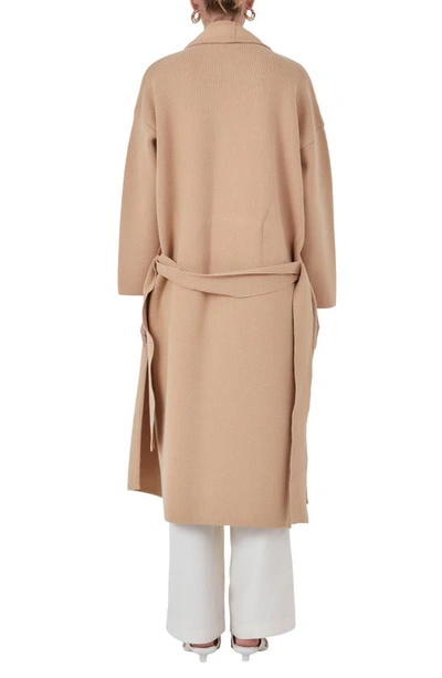 Endless Rose Women's Shawl Collar Oversized Long Cardigan In Tan