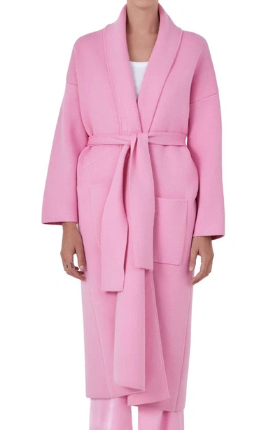 Shop Endless Rose Longline Tie Belt Cardigan In Pink