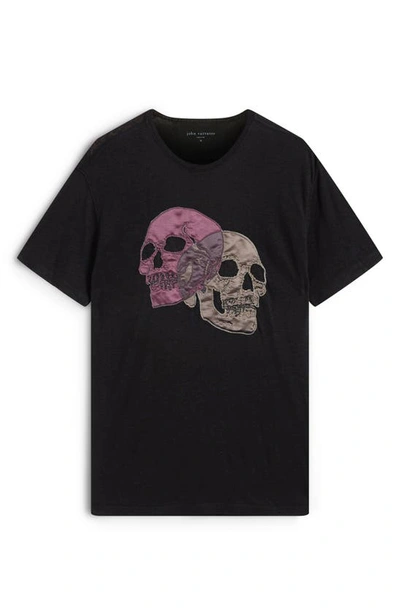 Shop John Varvatos Double Skull Appliqué T-shirt In Black