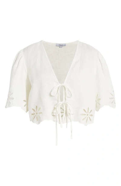 Rails Pari Eyelet Tie Front Linen Crop Top In White Eyelet