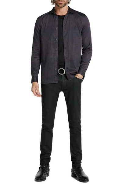 Shop John Varvatos Ross Slim Fit Geo Print Cotton Button-up Shirt In Nightshade