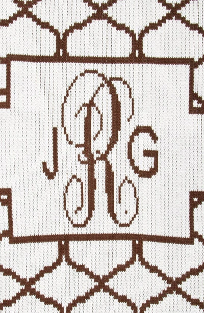 Butterscotch Blankees Lattice Personalized Blanket In White/ Brown