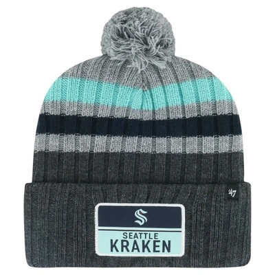 Shop 47 ' Gray Seattle Kraken Stack Patch Cuffed Knit Hat With Pom