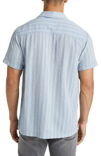 Shop Rails Vice Stripe Cuban Collar Short Sleeve Button-up Shirt In Blue Maize