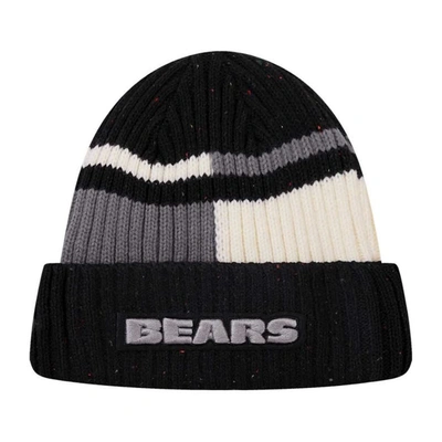 Shop Pro Standard Black/white Chicago Bears Speckled Cuffed Knit Hat
