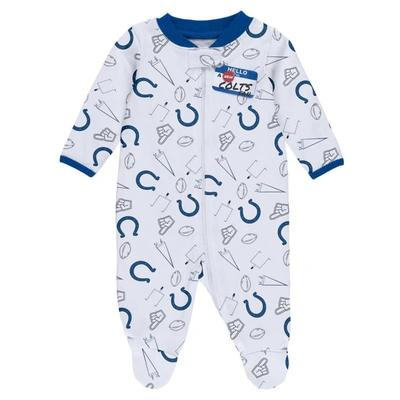 Shop Wear By Erin Andrews Newborn & Infant  White Indianapolis Colts Sleep & Play Full-zip Sleeper & Bib S In Royal
