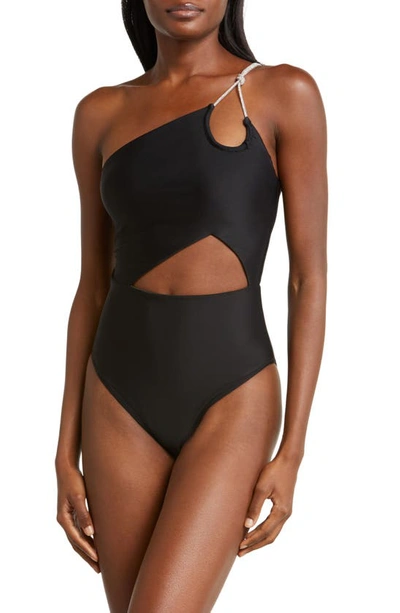 Shop Ramy Brook India One-shoulder One-piece Swimsuit In Black