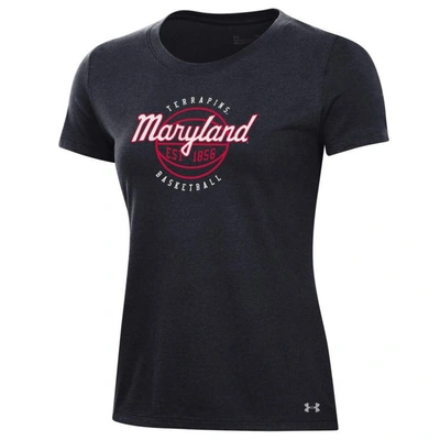 Shop Under Armour Black Maryland Terrapins Throwback Basketball Performance Cotton T-shirt