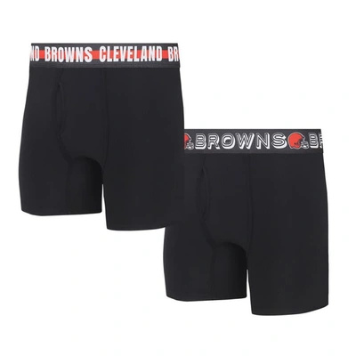Shop Concepts Sport Cleveland Browns Gauge Knit Boxer Brief Two-pack In Black
