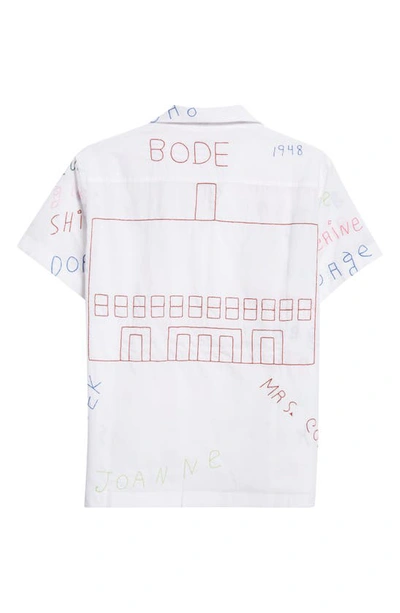 Shop Bode Familial Hall Short Sleeve Button-up Shirt In White Multi