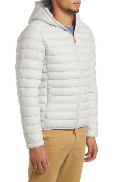 Shop Save The Duck Donald Hooded Puffer Jacket In Frozen Grey