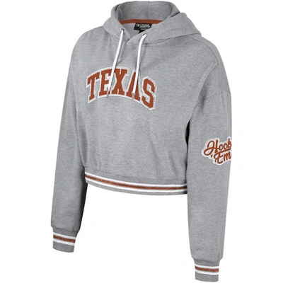 Shop The Wild Collective Heather Gray Texas Longhorns Cropped Shimmer Pullover Hoodie
