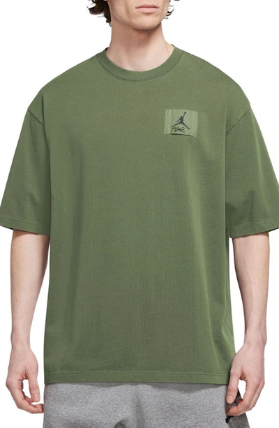 Shop Jordan Flight Essentials Oversize Cotton T-shirt In Sky J Light Olive