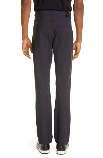 Shop Emporio Armani Stretch Five Pocket Pants In Solid Blue Navy