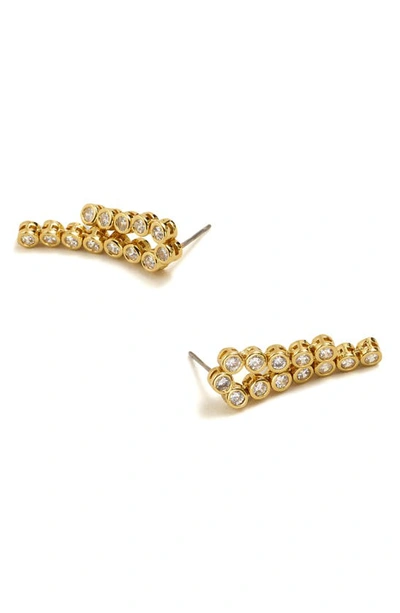 Shop Madewell The Tennis Collection Bezel Set Crystal Waterfall Drop Earrings In Pale Gold