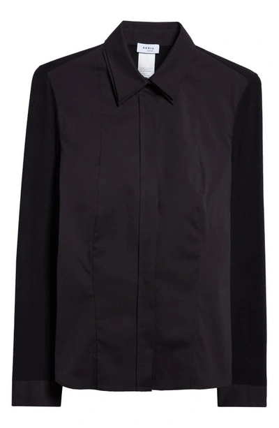 Shop Akris Punto Double Collar Stretch Cotton Button-up Shirt In Black