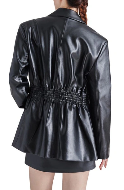 Shop Steve Madden Frida Smocked Faux Leather Jacket In Black