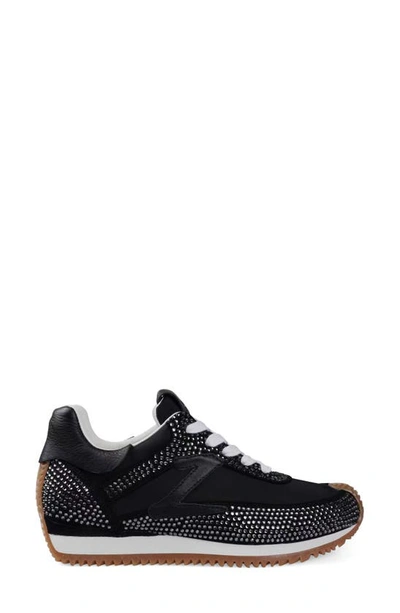 Zigi Freya Rhinestone Sneaker In Black Suede