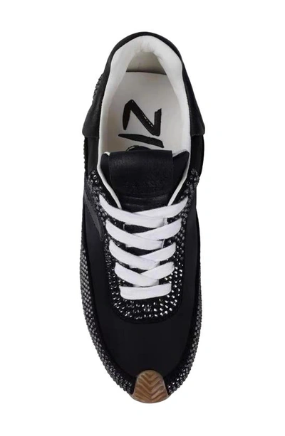 Zigi Freya Rhinestone Sneaker In Black Suede