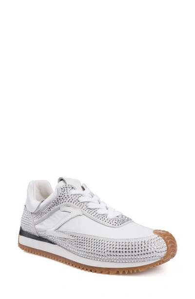 Shop Zigi Freya Rhinestone Sneaker In White Suede