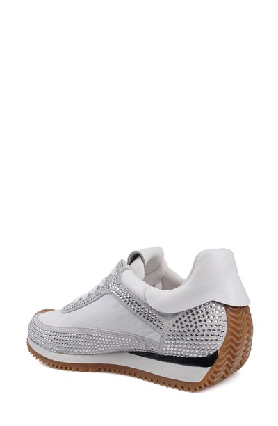 Zigi Freya Rhinestone Sneaker In White Suede