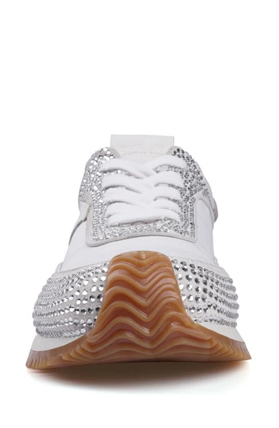 Zigi Freya Rhinestone Sneaker In White Suede