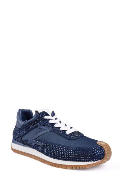 Shop Zigi Freya Rhinestone Sneaker In Navy Suede