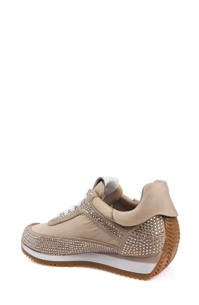 Zigi Freya Rhinestone Sneaker In Beige Suede