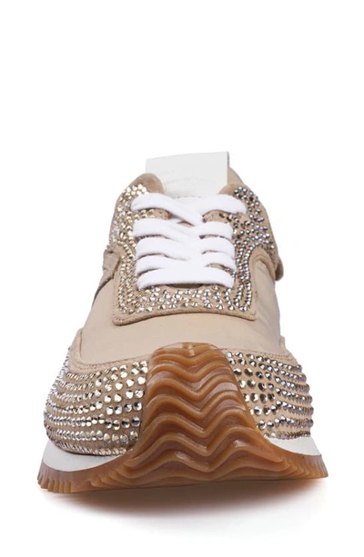 Zigi Freya Rhinestone Sneaker In Beige Suede