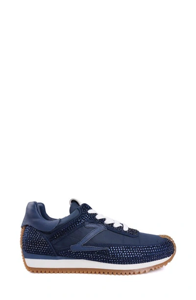Zigi Freya Rhinestone Sneaker In Navy Suede