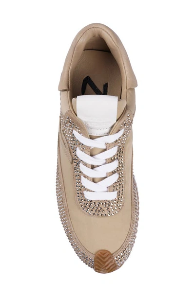 Zigi Freya Rhinestone Sneaker In Beige Suede