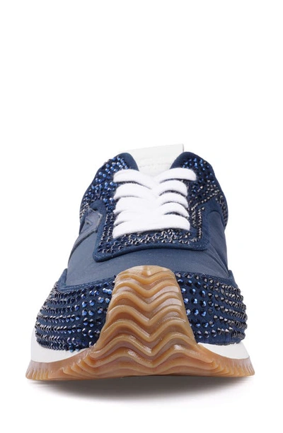 Zigi Freya Rhinestone Sneaker In Navy Suede