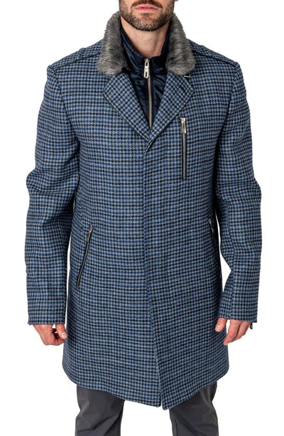 Shop Maceoo Captain Houndstooth Peacoat With Bib In Blue