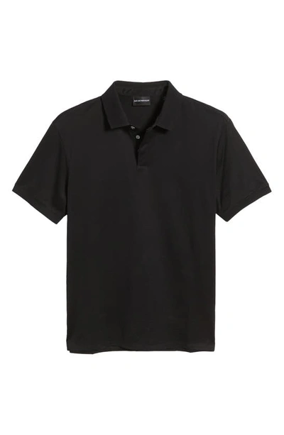 Shop Emporio Armani Solid Cotton Polo In Black