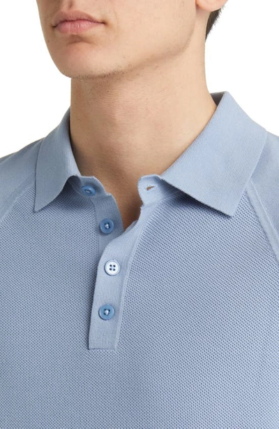 Shop Emporio Armani Solid Short Sleeve Polo Sweater In Light Blue