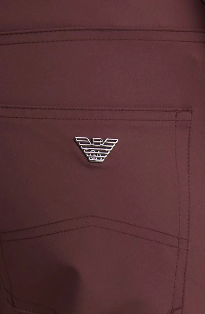 Shop Emporio Armani Tech Performance 5-pocket Pants In Burgundy