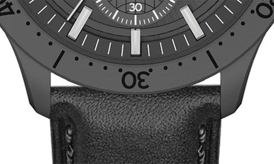 Shop Ferragamo Master Leather Strap Chronograph Watch, 43mm In Ip Black