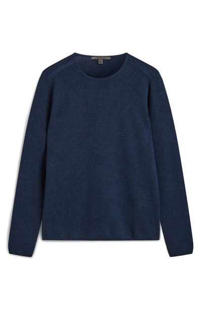 Shop John Varvatos Leira Ribbed Wool & Silk Crewneck Sweater In Dark Navy