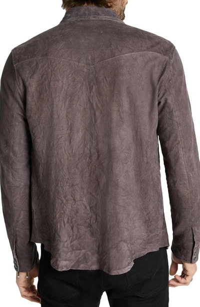 Shop John Varvatos Mason Sheepskin Leather Western Shirt Jacket In Purple Haze