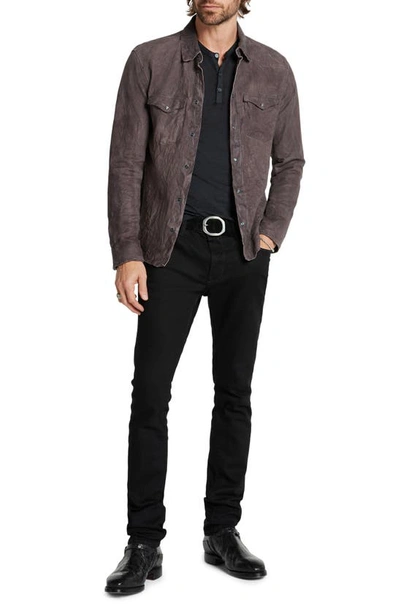 Shop John Varvatos Mason Sheepskin Leather Western Shirt Jacket In Purple Haze