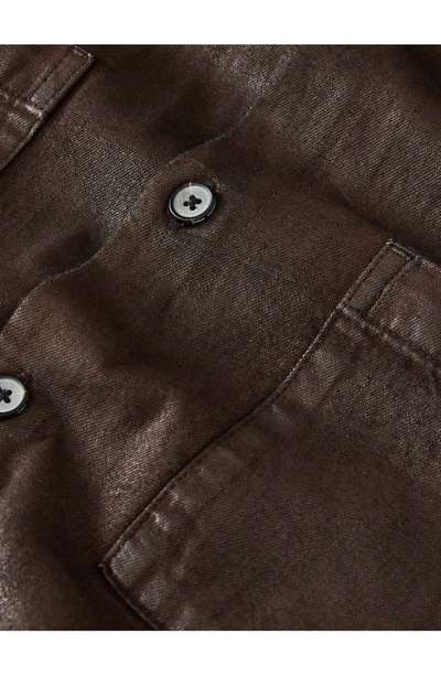 Shop John Varvatos Cole Coated Denim Button-up Shirt In Dark Brown