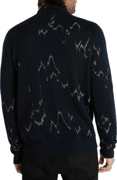 Shop John Varvatos Pierre Merino Wool Blend Funnel Neck Sweater In Navy