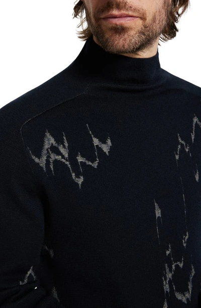Shop John Varvatos Pierre Merino Wool Blend Funnel Neck Sweater In Navy